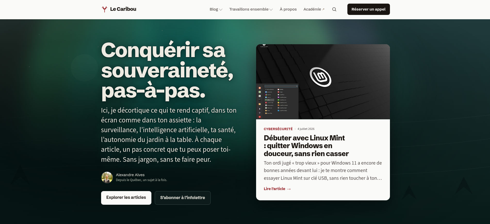 Ce blog a grandi, alors je l’ai reconstruit image Le nouveau site du blog Le Caribou